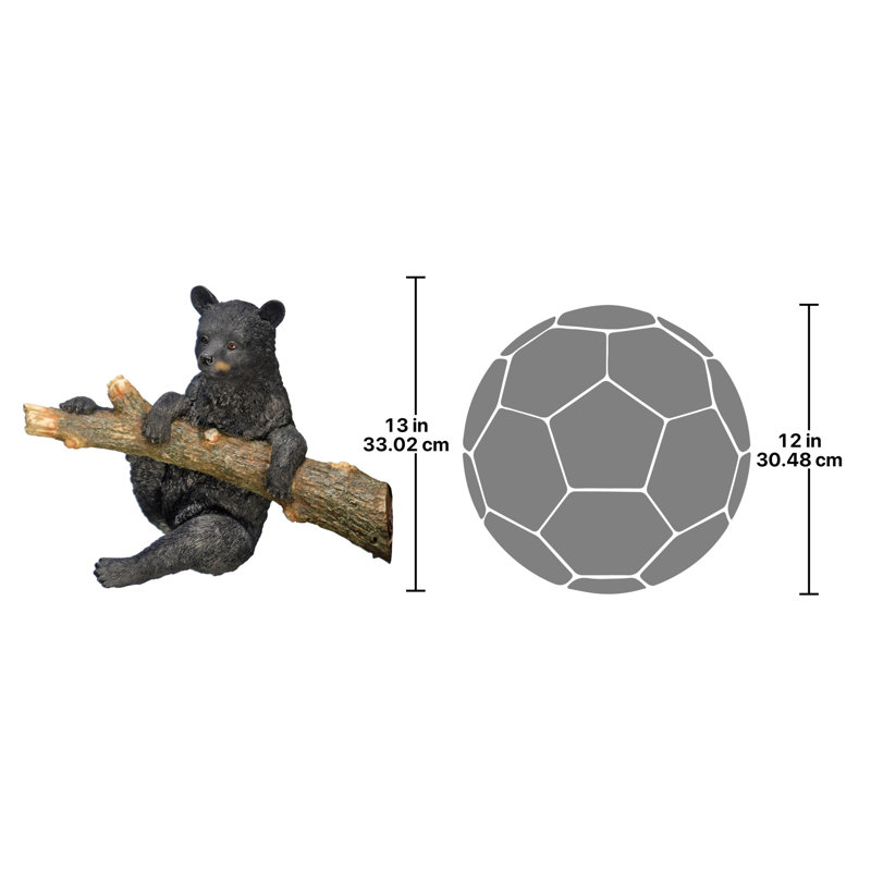 Hand-Painted Black Resin Climbing Bear Cub Garden Statue
