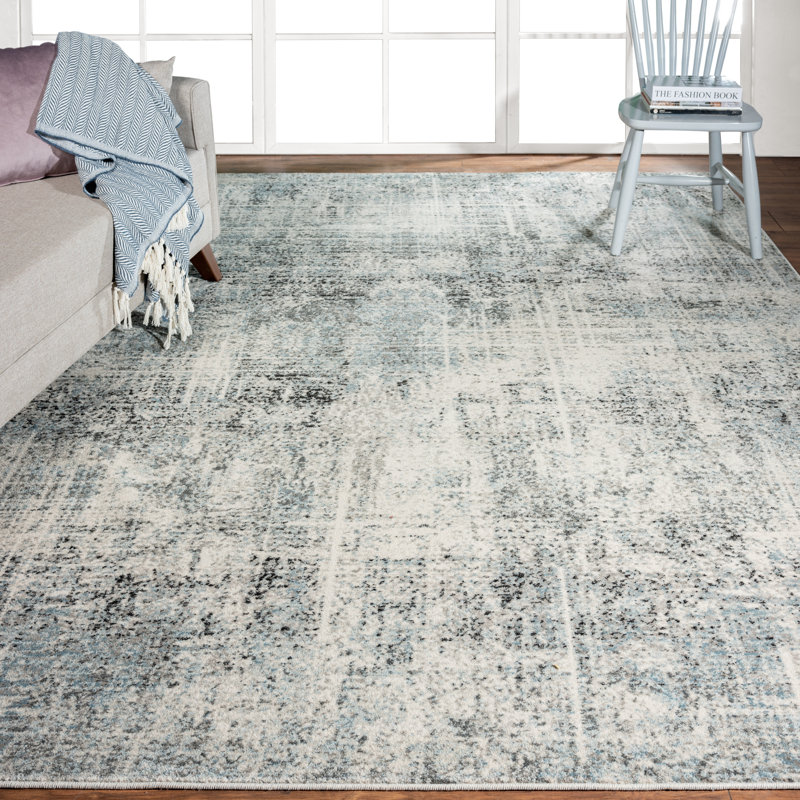 Abstract Area Rug in Grey, Runner 2'6" x 8'
