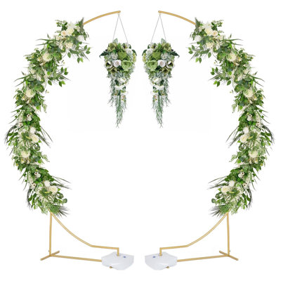 8.2ft Curved Wedding Arch Backdrop Stand, 2pcs Balloonmetal  Arch Stand For Wedding, Baby Shower, Bridal Shower, Birthday Party