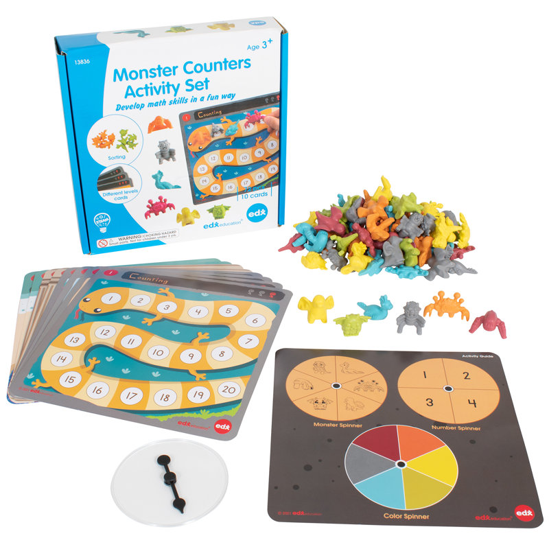 Ensemble d'activités de comptoir monstre avec 10 planches d'activités double face
