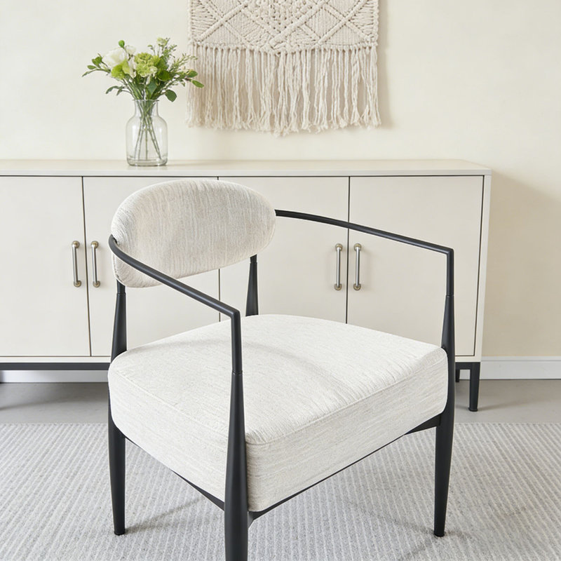Fauteuil d'appoint moderne rembourré, Beige, noir