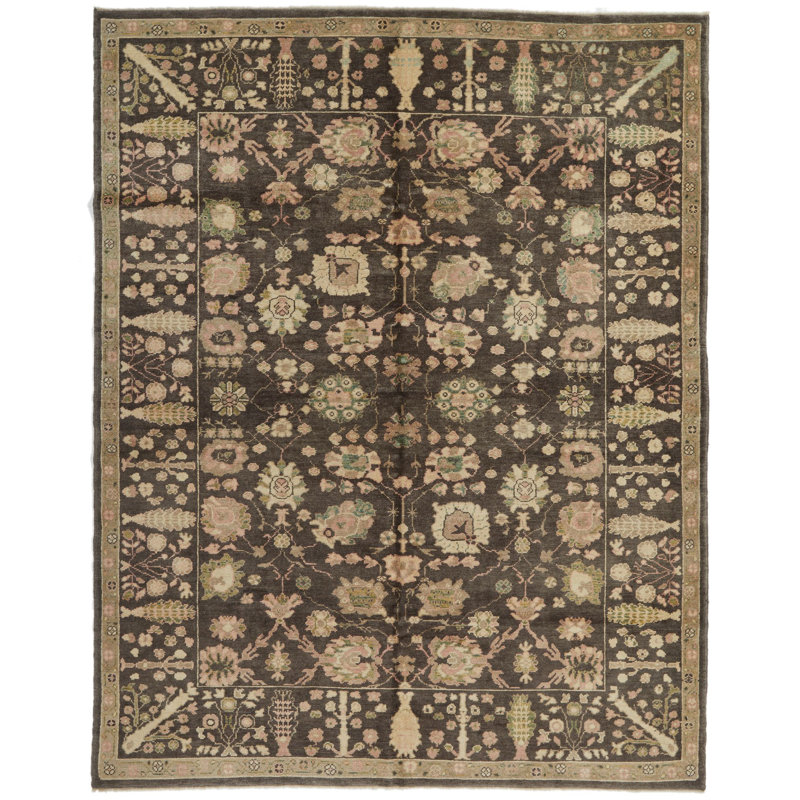 Tapis Oushak 7x9 brun et multicolore