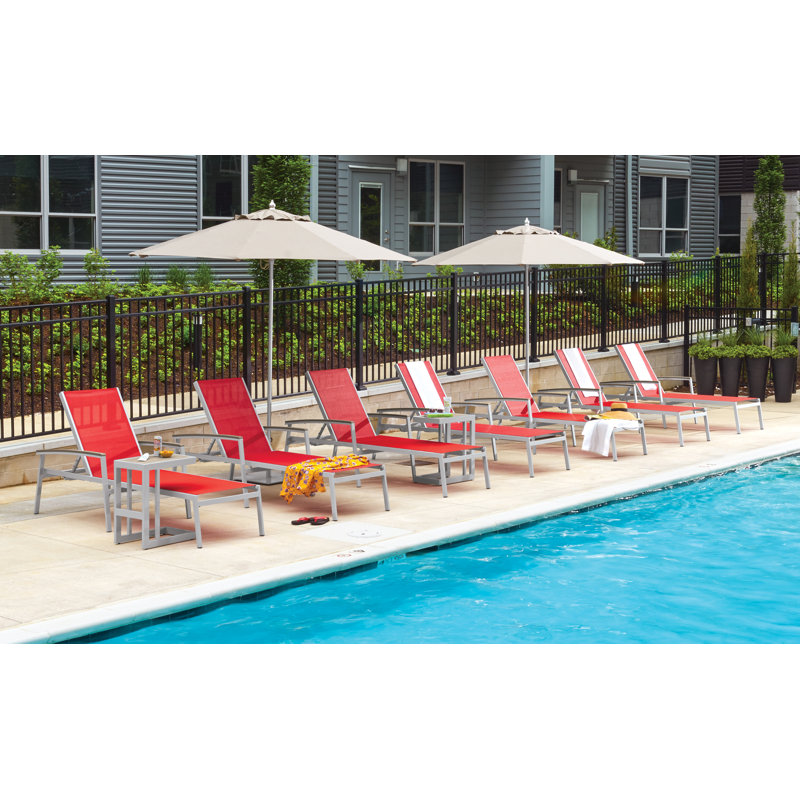 Travira Outdoor Chaise Lounge, Titanium Basketweave, Tekwood Vintage, Flint