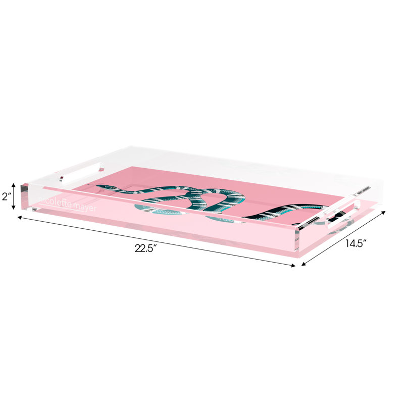 Serpent Acrylic Rectangle Decorative Tray, Pink, 22.5"W x 14.5"D x 2"H