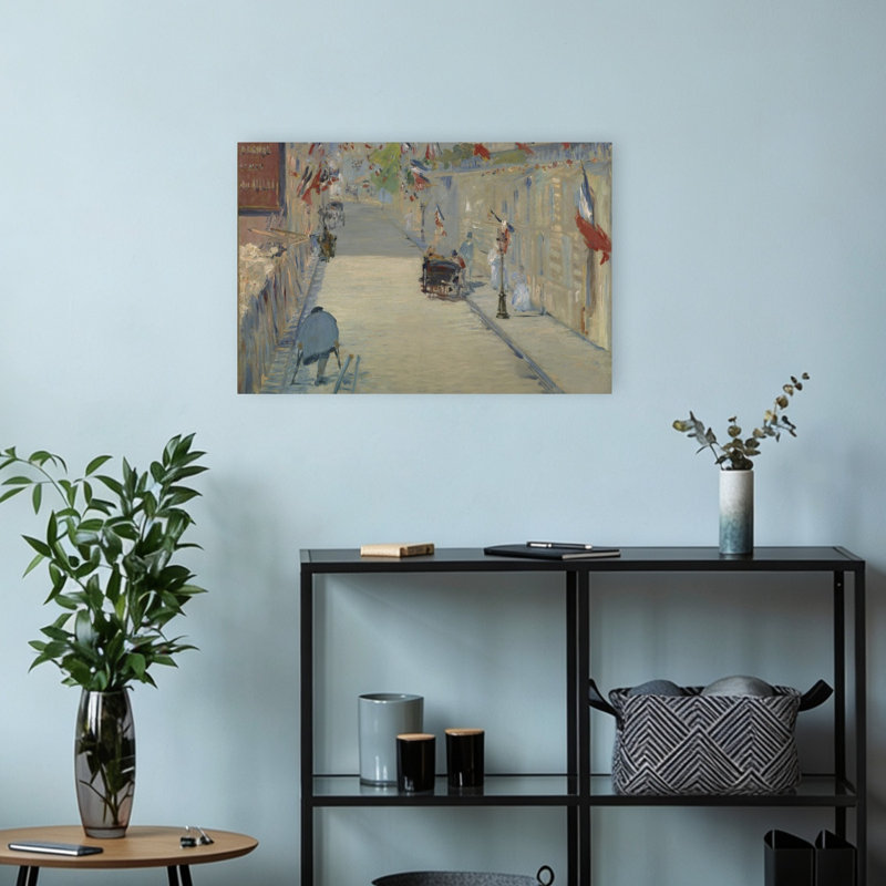 Drapeaux de la rue Mosnier, 1878 - Estampe d'art mural contemporain abstraite impressionniste, H 12 po x l 18 po