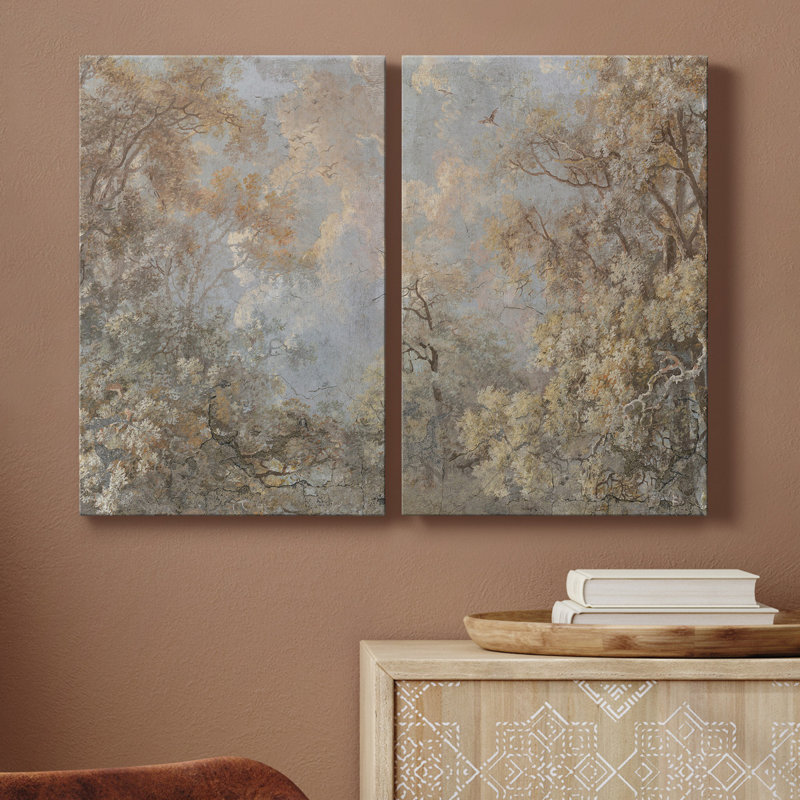 Forêt Fresco I - Toile tendue avec châssis de qualité supérieure - prête à être accrochée, H 48 po x l 32 po x P 1 po