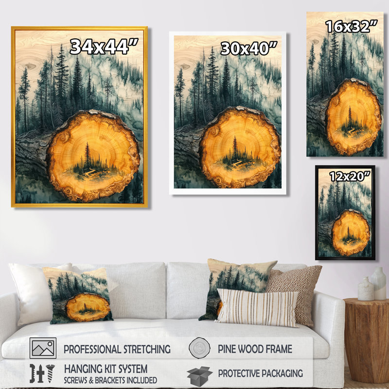«Gerhilt Summer Pine Forest On The Wooden Slide II - Forest», art mural encadré, H 40 po x l 30 po, Noir
