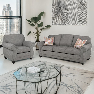 Ensemble de canapé et de chaise en tissu Baskerville, gris