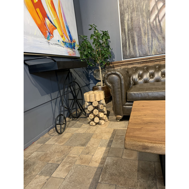 Table de bout en blocs de bois massif Ferro