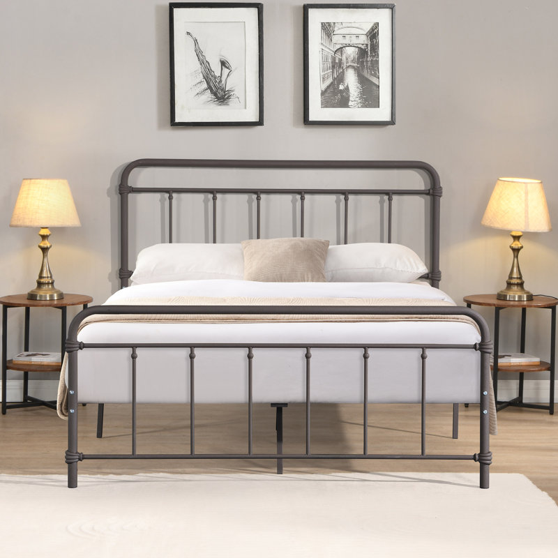 Lit plateforme double en métal Justine, Double, Cuivre