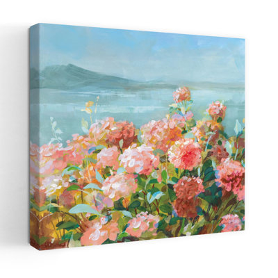 Coastal Coastal Dahlias Ii avec art bleu-brun
