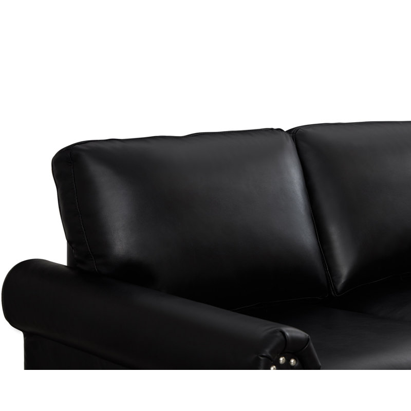 Causeuse de salon en similicuir noir