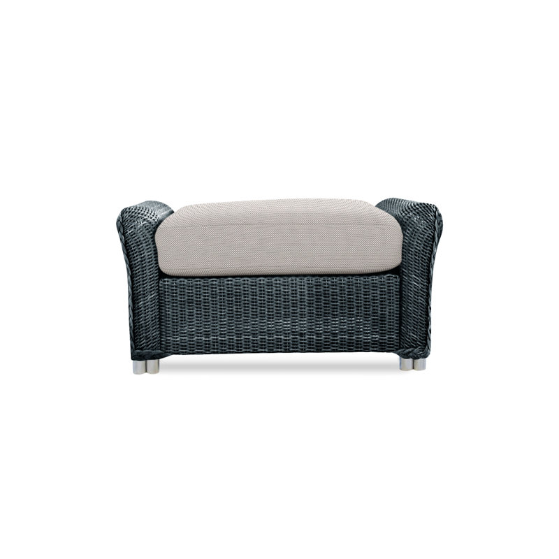 Reflections Outdoor Ottoman, Visions Cobalt, Hickory