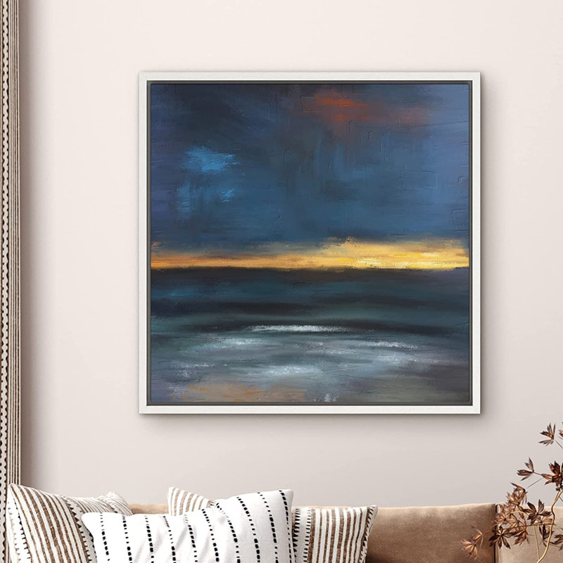 Peinture sur toile, cadre flottant, H 16 po x l 16 po x P 1,5 po, Blanc