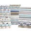 Très grand drap de 4 pièces en flanelle de coton 100%, imprimé village blanc, doux et lavable à la machine - avec draps-housses plats-124961200