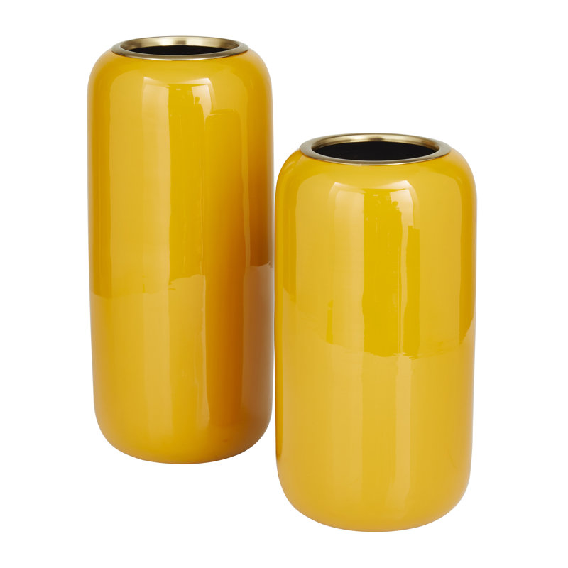 Vase en fer moderne Lusya Cole, Jaune