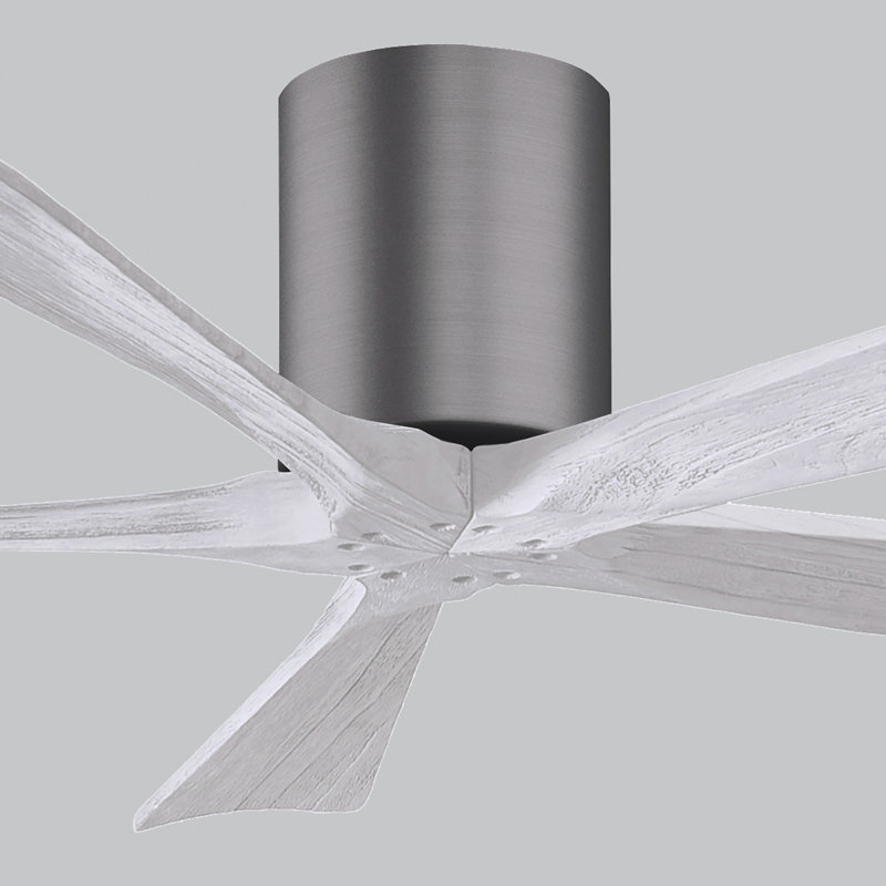 Ventilateur à pales encastré 5 pales Irene, Blanc mat, Étain brossé, 52"