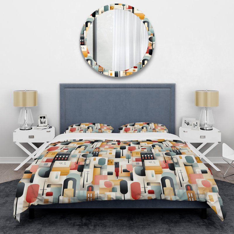 Urban Serenity I - Geometric Duvet Cover Set, Twin Duvet Cover + 1 Standard Sham