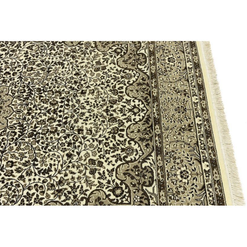 Cream Traditional 6X8 Indo Kerman Oriental Area Rug