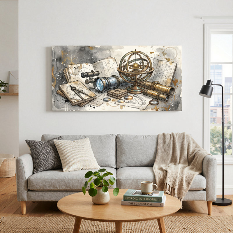 Ensemble de 1 toile murale vintage scientifique, 58“W x 28”H, Wrapped Canvas
