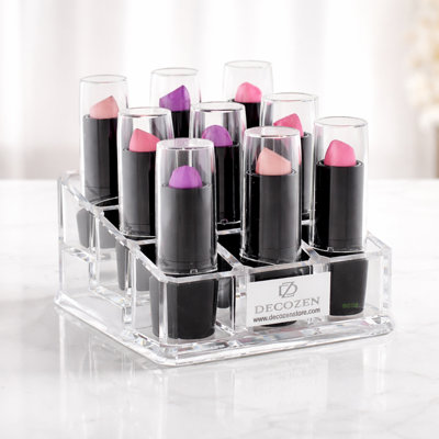 Clear Acrylic Makeup Organizer with 9 Slots for Lipsticks, Cosmetics, Vanity Storage – Christmas & Mother’s Day Gift