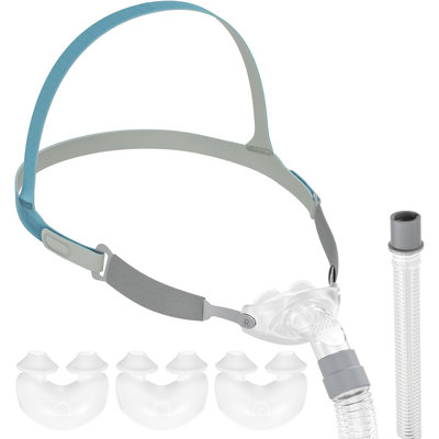 CPAP Nasal Pillow Mask, Replacement CPAP Mask Kit Comes with Nasal Pillow, Headgear, Frame, Short Tube for Home