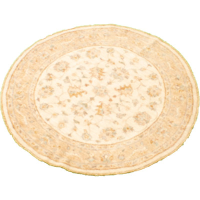 Tapis décoratif en laine ronde de conception unique 4 pi 1 po noué à la main new age chobi