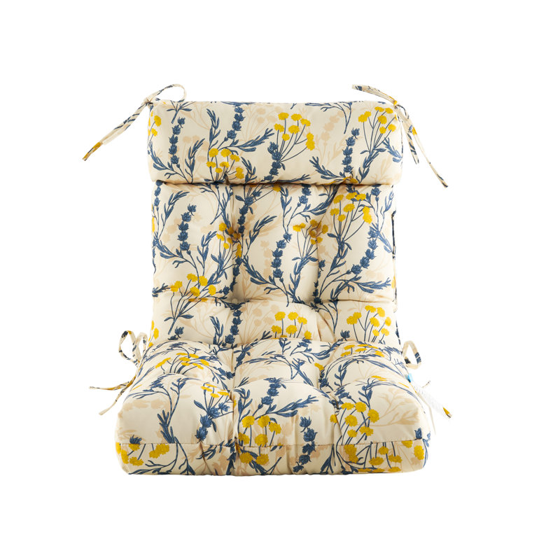 Coussin de dossier / siège d'extérieur, Motif floral bleu/blanc