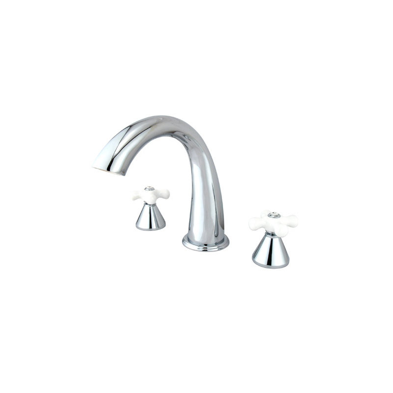 Double Handle Deck Mounted Roman Tub Faucet, Polished Chrome