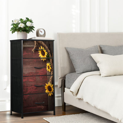 4 Drawer Dresser for Bedroom, Narrow Chest of Drawers, Wooden Top and Study Iron Frame 18"x37.5"-(WxH)
