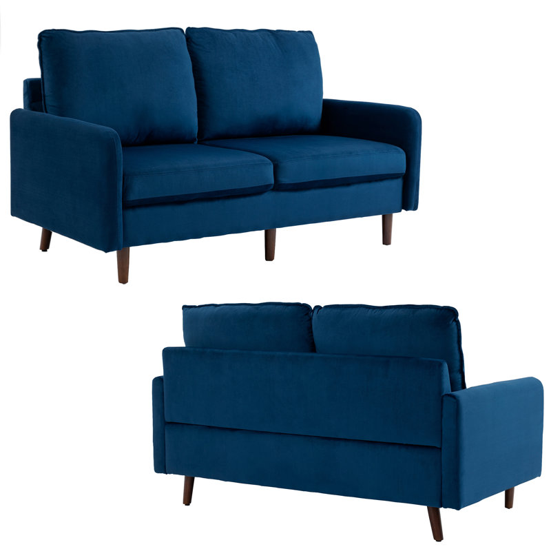 Hollymead 144.5Cm Velvet Loveseat, Navy Blue