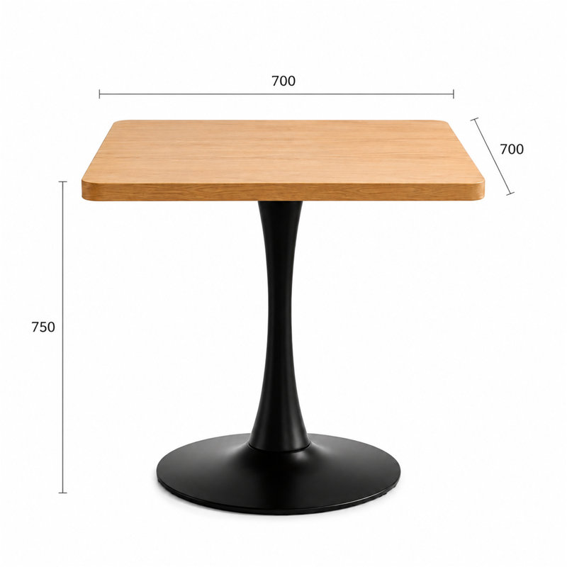 Square Dining Table, Natural / Black