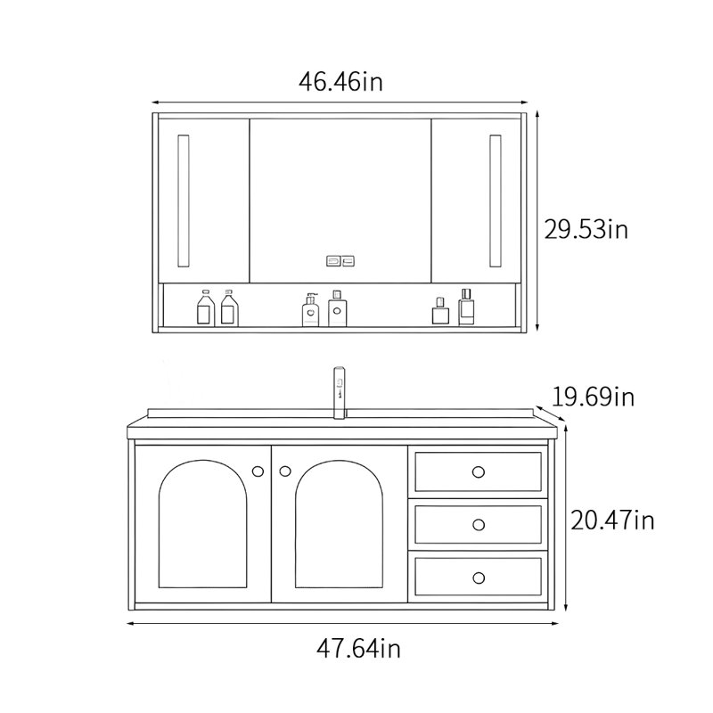 French style bathroom cabinet simple, White