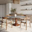 Table de salle à manger ronde ronde en pierre avec base en bois massif pour 4 à 10 personnes-98907932-98907928-98907920