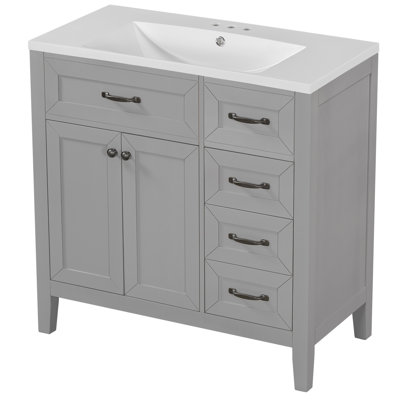 36" Bathroom Vanity with Sink Combo,Bathroom Cabinet with Drawers,Solid Frame and MDF Board,