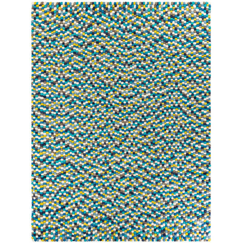 Tapis contemporain de couleur bleue Rosston, Rectangle 9 pi x 12 pi