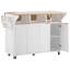 Îlot de cuisine cannelé de 55,5 po avec 2 abattants, chariot de rangement de cuisine avec prise de courant, 4 portes, support à épices, table d'îlot roulant avec plateau en grain de bois, bord courbé pour la cuisine, la salle à manger-128970528