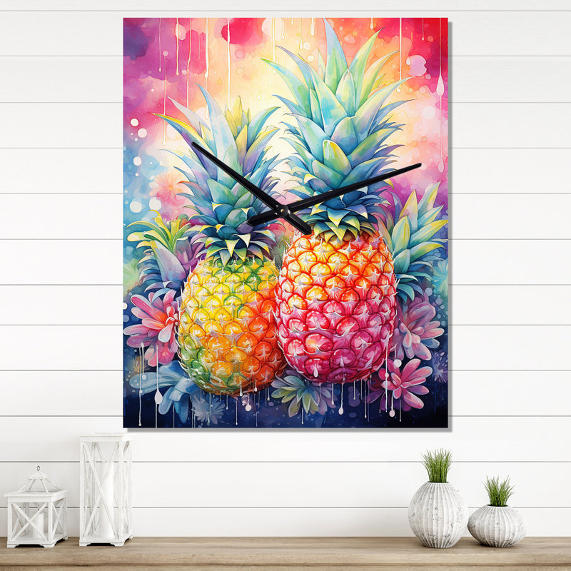 Horloge murale Hajoon - Ananas surdimensionnée, Moyen