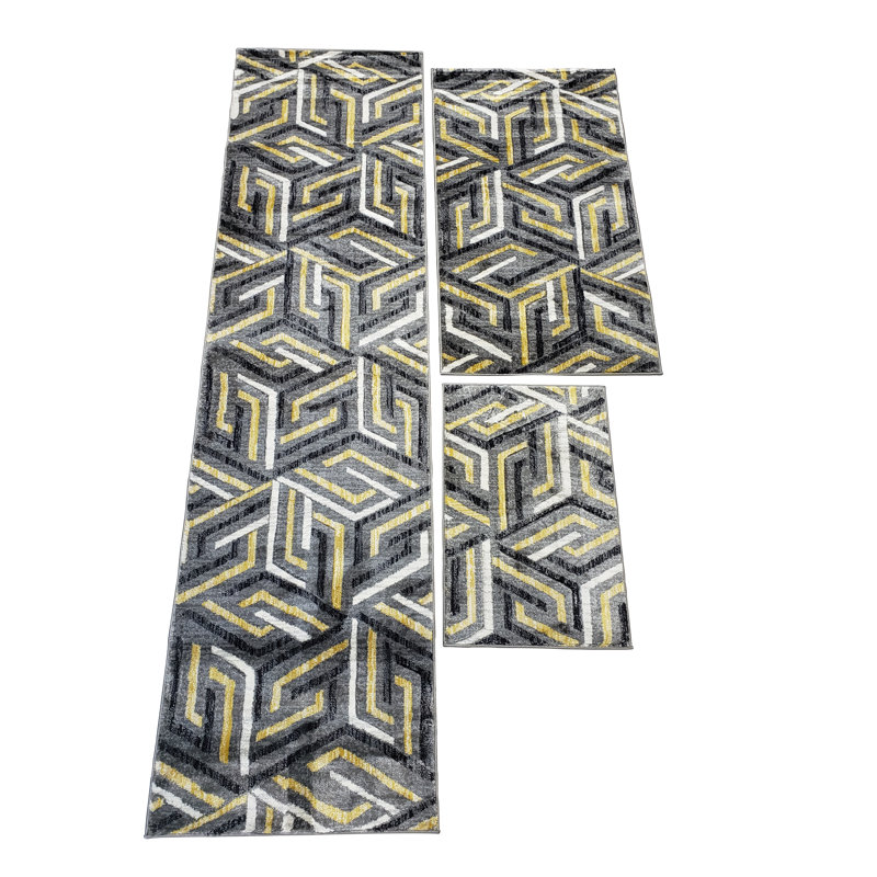Tapis gris / doré Billie-Loren, Rectangle 1 pi 10 po x 2 pi 11 po