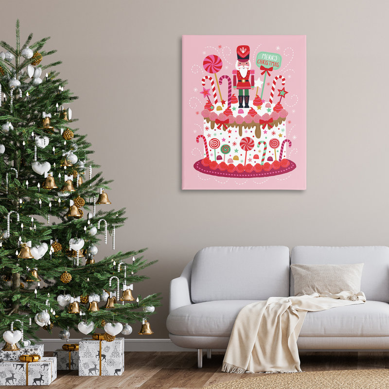 Art mural sur toile, gâteau de Noël, par Lisa Perry White, 48" H x 36" W