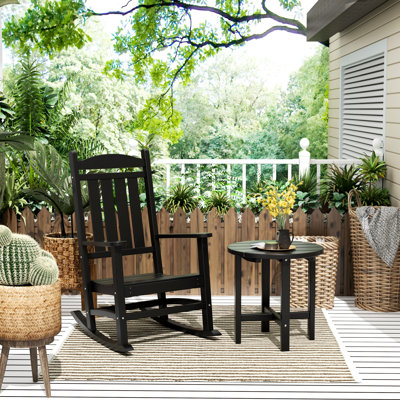 Laguna Outdoor Plastic Rocking Chair with Side Table