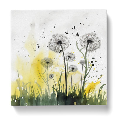 Dandelion Splatter Art No.1 - Wrapped Canvas