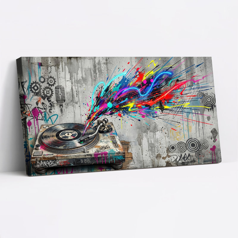 «Graffiti Music», reproduction d'art sur toile, ensemble de 1, Toile tendue, L 58 po x H 28 po