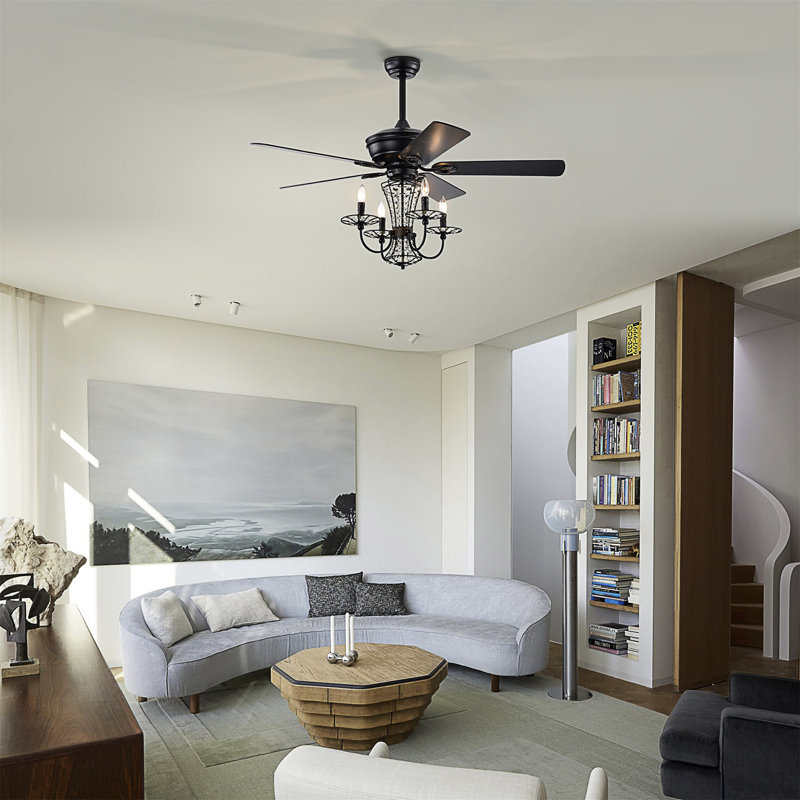 Fahrin 52'' Ceiling Fan with Light Kit, Black