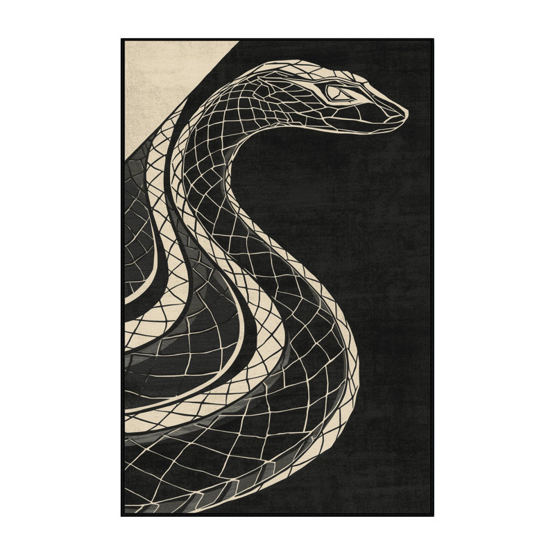 Tapis à motif géométrique moderne et élégant lavable à la machine brun et noir Oryn Basilisk, 5 x 7