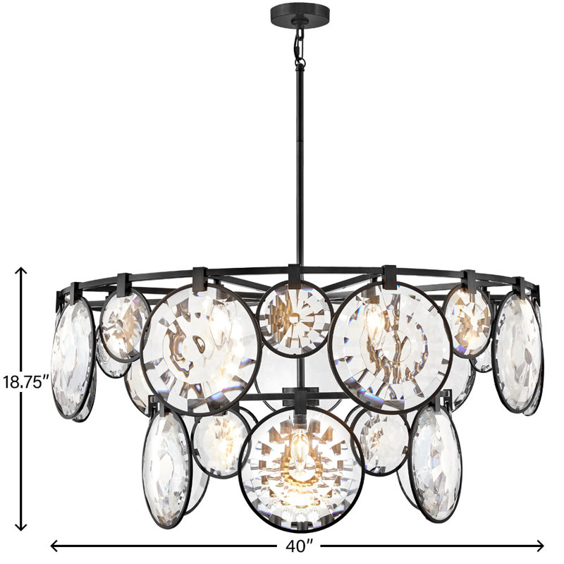 Nala 15 - Light Crystal Tiered Chandelier, Black