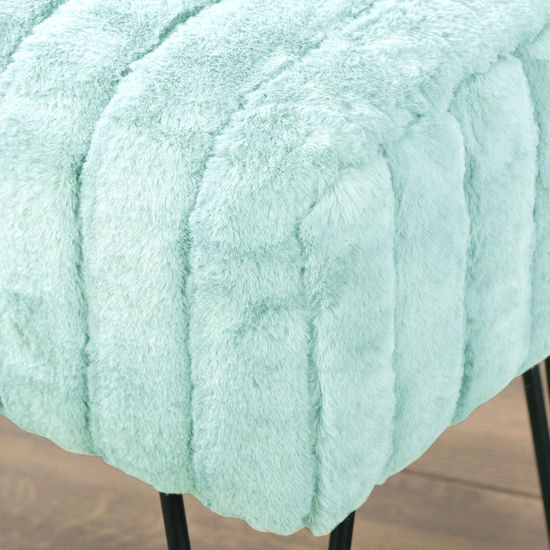 Repose-pieds standard rectangulaire de 19 po de largeur Defranco, Fausse fourrure turquoise blanchie
