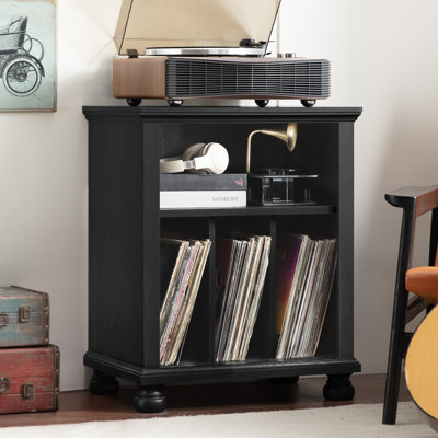 Record Player Stand With Vinyl Record Storage, 24" Wide Mid-Century Record Player Table Up To 200 Albums,Large Wood Turntable Stand Cabinet Dispaly Shelf For Living Room,Bedroom