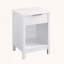 Table de chevet à 3 niveaux avec tiroir et tablettes ouvertes, design blanc rétro-744003132