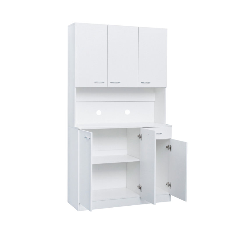 70.87" Tall Wardrobe& Kitchen Cabinet, With 6-Doors, 1-Open Shelves And 1-Drawer For Bedroom, White